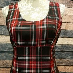 LF Red and Black Tartan Plaid Sheath Dress